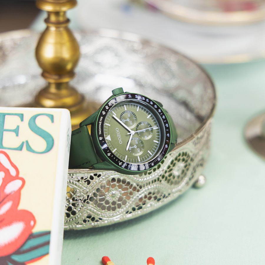 OOZOO Timepieces Collection Green Leather Strap
