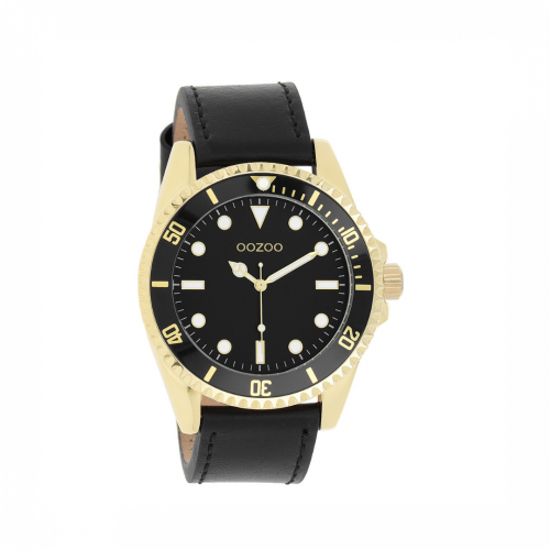 OOZOO Timepieces Collection Black Leather Strap
