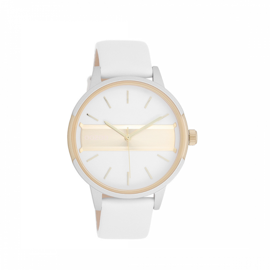OOZOO Timepieces White Leather Strap 
