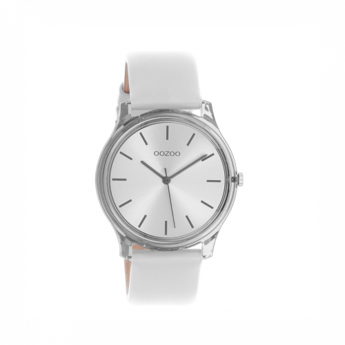 OOZOO Timepieces White Leather Strap 