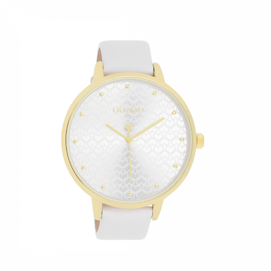 OOZOO Timepieces White Leather Strap