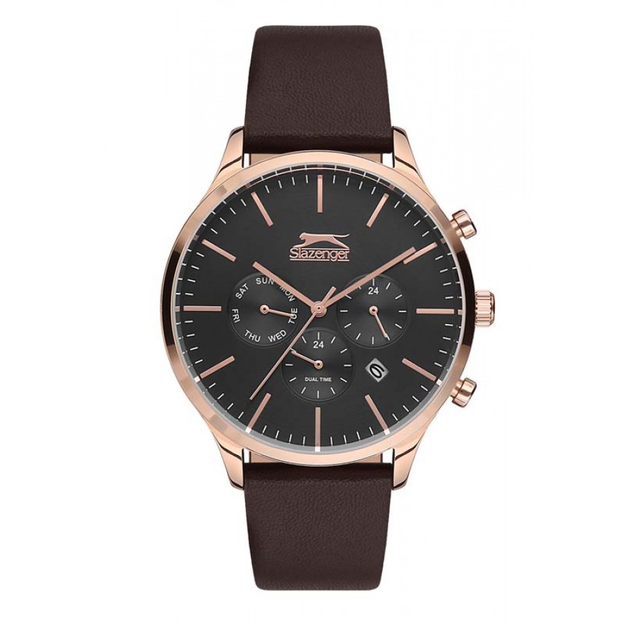Slazenger Style & Pure Dual Time Leather Strap  